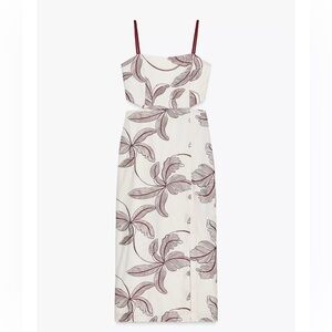 Zara - Cut out Embroidered Midi Dress - Size Small